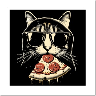 Cat Eating Pizza Posters and Art